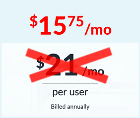 $15.75 per month per user after discount